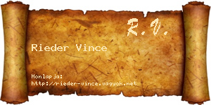 Rieder Vince névjegykártya